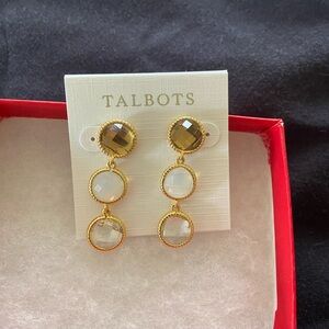 Talbots Gold and Cream Dangle pierced Earrings